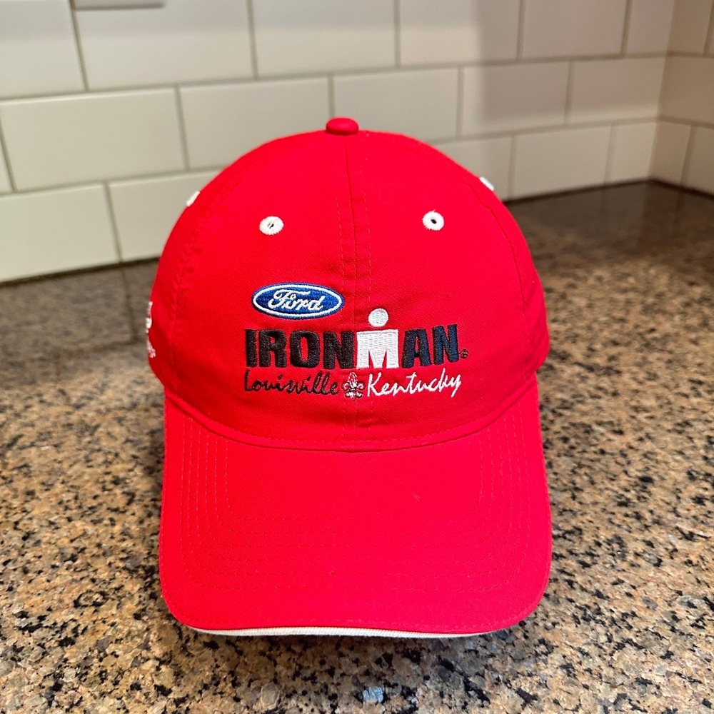 IRONMAN Louisville Kentucky Ford Headsweats Race Official Baseball Cap Hat Red